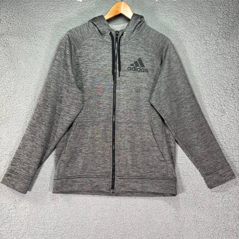 Adidas Mens Climawarm Team Issue Hoodie Full-Zip Size M Heather Gray Fleece TI
